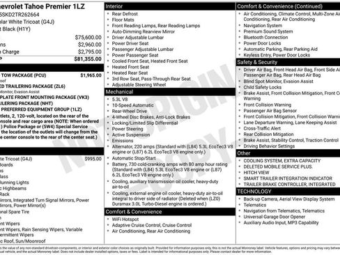 New 2026 Chevrolet Tahoe Premier w/ Sun And Tow Package RWD image 24