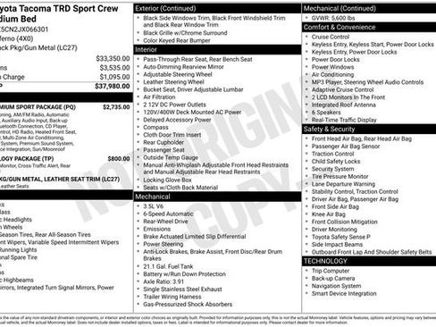 Used 2018 Toyota Tacoma TRD Sport w/ TRD Premium Sport Package image 14