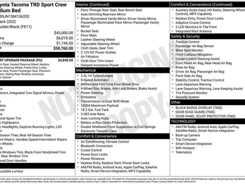 Used 2025 Toyota Tacoma TRD Sport w/ TRD Sport Upgrade Package AWD/4WD image 39