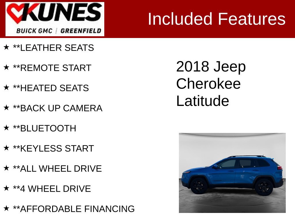 Used 2018 Jeep Cherokee Latitude w/ Altitude Package AWD/4WD image 2