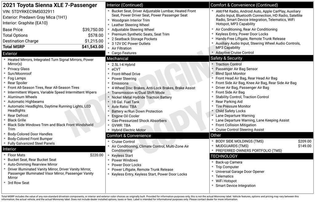 Used 2021 Toyota Sienna XLE FWD image 41