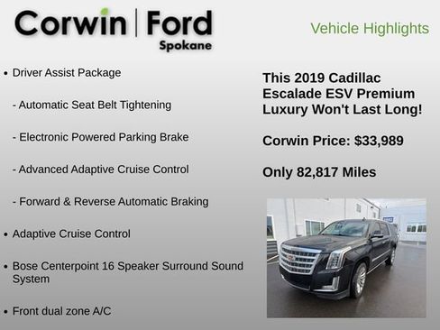 Used 2019 Cadillac Escalade ESV Premium Luxury w/ LPO, Radiant Package AWD/4WD image 6