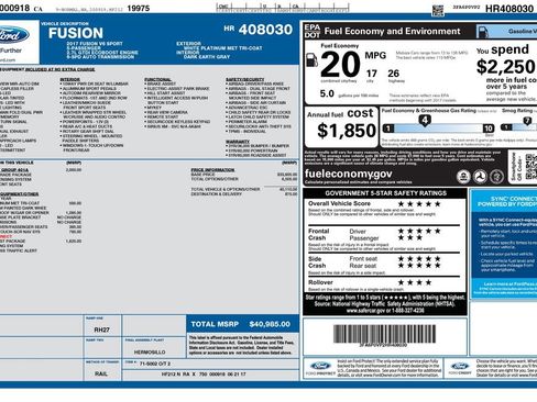 Used 2017 Ford Fusion Sport w/ Equipment Group 401A image 2