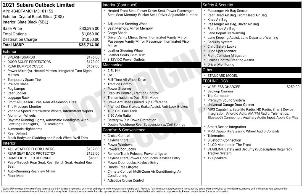 Used 2021 Subaru Outback Limited AWD/4WD image 2