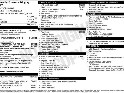 Used 2023 Chevrolet Corvette Stingray Premium Cpe w/ Z51 Performance Package RWD image 11