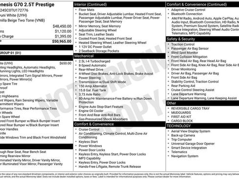 New 2026 Genesis G70 2.5T Prestige image 8