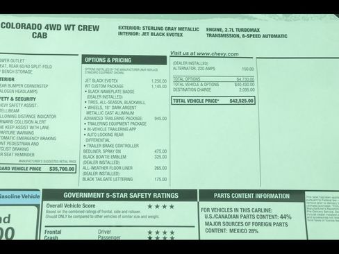 New 2026 Chevrolet Colorado W/T w/ WT Custom Package AWD/4WD image 22