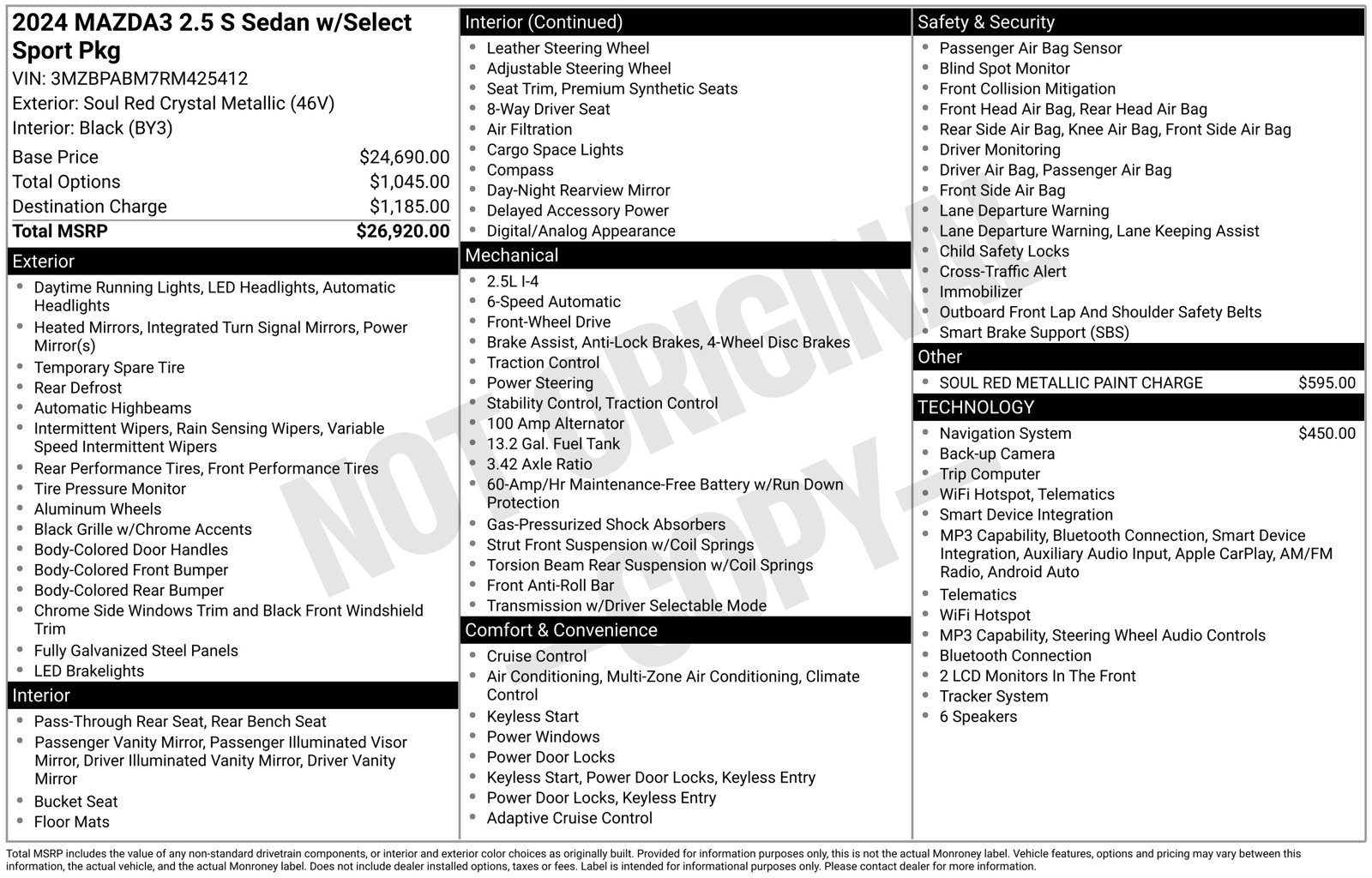 Certified 2024 MAZDA MAZDA3 s FWD image 43