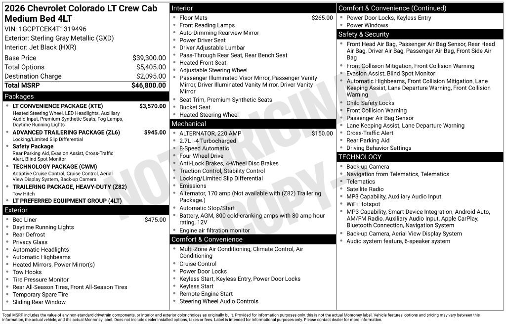 New 2026 Chevrolet Colorado LT w/ LT Convenience Package AWD/4WD image 4