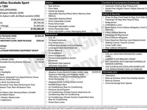 Used 2023 Cadillac Escalade Sport Platinum w/ LPO, ONYX Package image 67