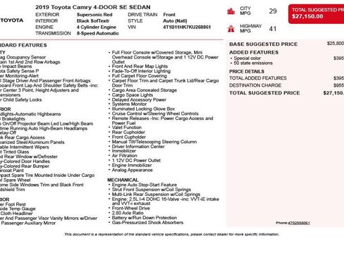 Used 2019 Toyota Camry SE image 3