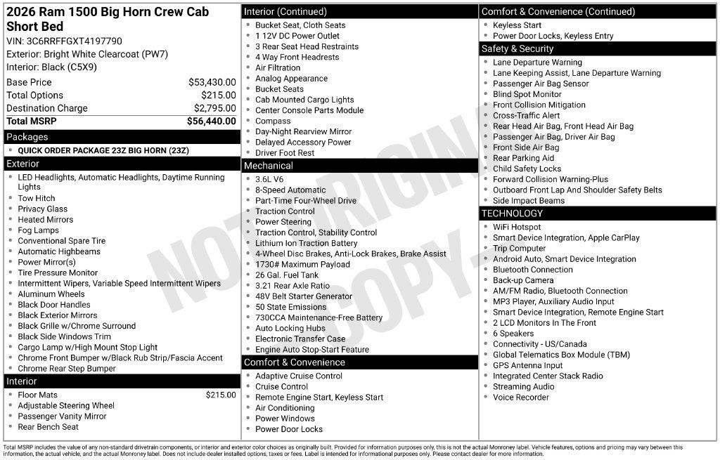New 2026 RAM 1500 Big Horn AWD/4WD image 5