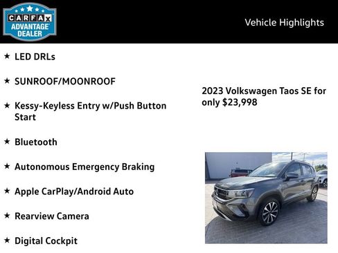 Certified 2023 Volkswagen Taos SE w/ Panoramic Sunroof Package AWD/4WD image 4