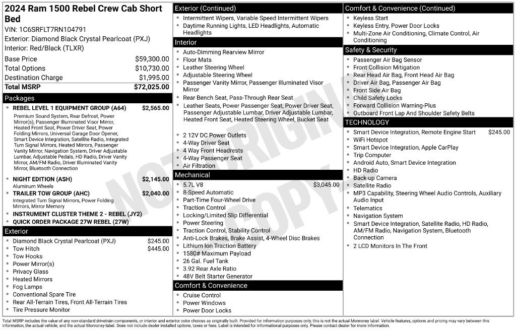 Used 2024 RAM 1500 Rebel w/ Rebel Level 1 Equipment Group AWD/4WD image 15
