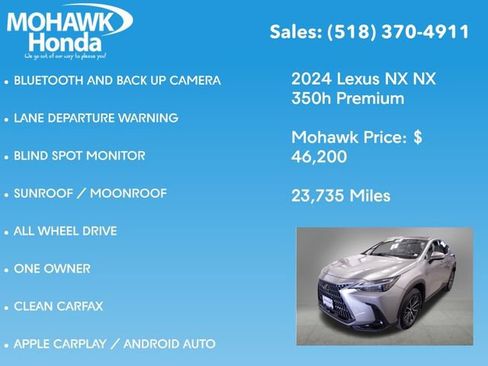 Used 2024 Lexus NX 350h AWD w/ Cold Area Package image 7