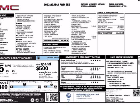 Used 2022 GMC Acadia SLE w/ Driver Convenience Package FWD image 5