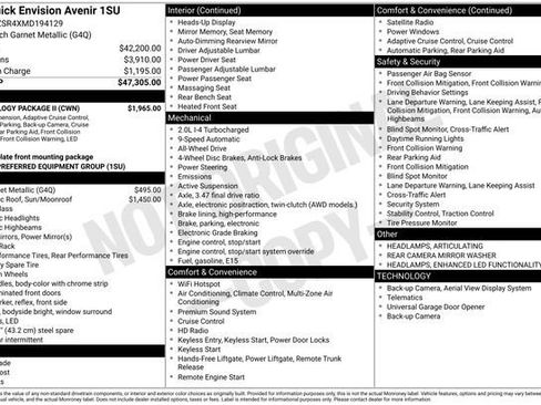 Certified 2021 Buick Envision Avenir w/ Technology Package II image 9