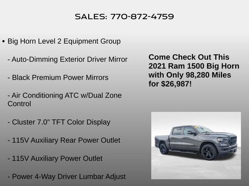 Used 2021 RAM 1500 Big Horn RWD image 10