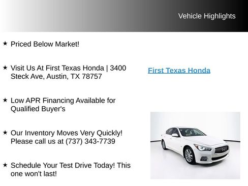 Used 2017 INFINITI Q50 3.0t Premium w/ 3.0T Premium Plus Package RWD image 10