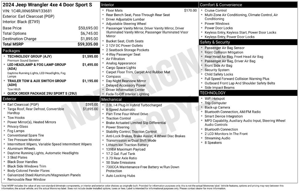 Used 2024 Jeep Wrangler Unlimited w/ Technology Group AWD/4WD image 2