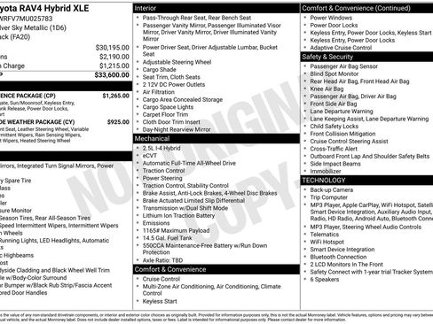 Used 2021 Toyota RAV4 XLE w/ Convenience Package AWD/4WD image 17