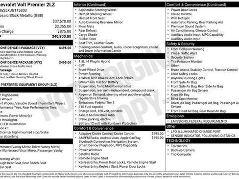 Used 2018 Chevrolet Volt Premier w/ Driver Confidence Package image 19