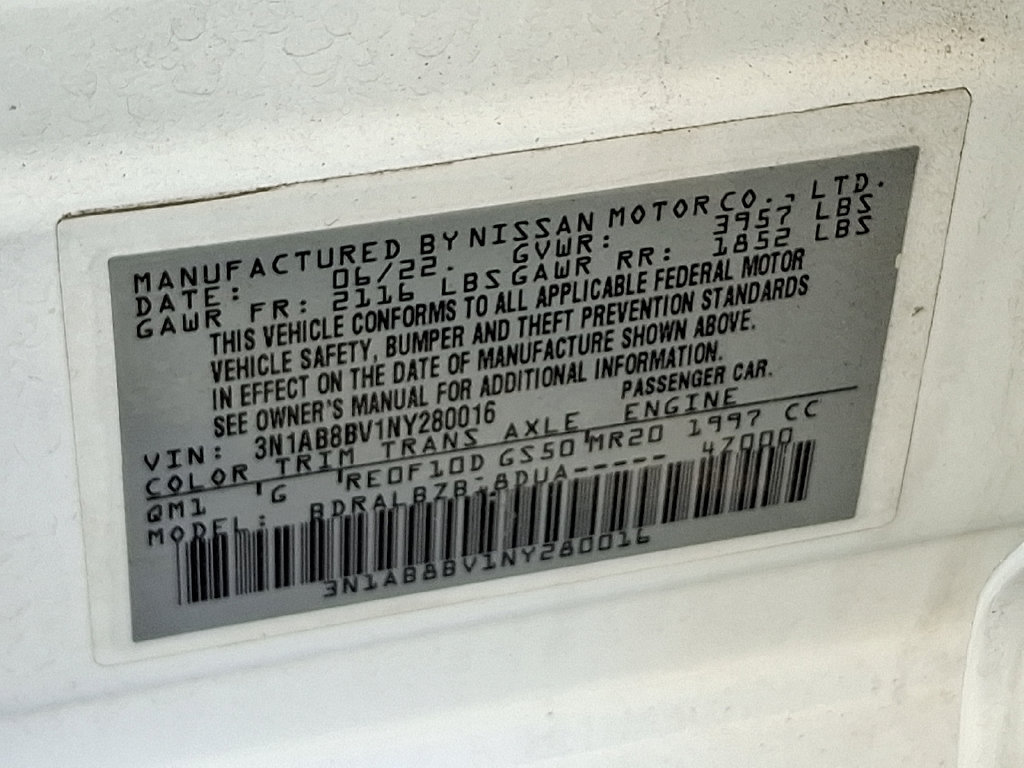 Used 2022 Nissan Sentra S w/ Trunk Package FWD image 27