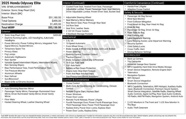 Used 2025 Honda Odyssey Elite image 16