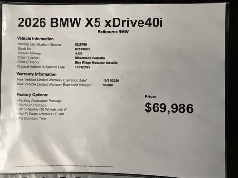 Used 2026 BMW X5 xDrive40i w/ Premium Package AWD/4WD image 38
