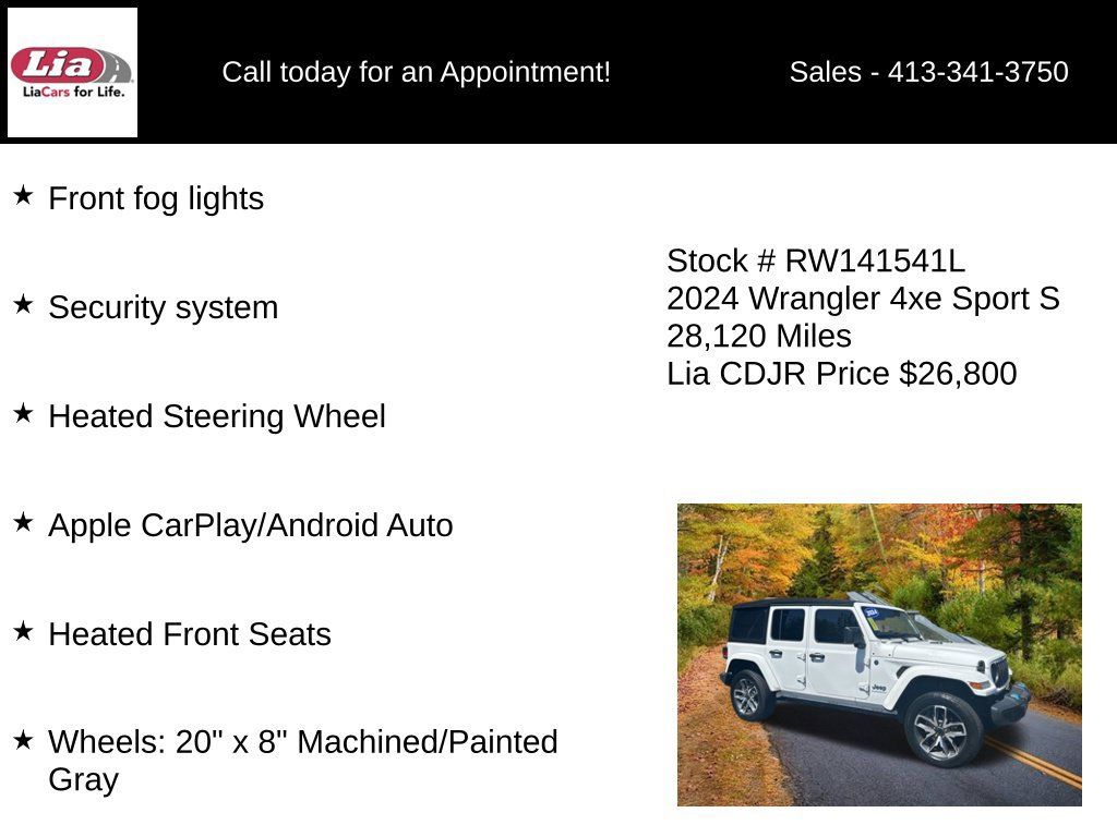 Certified 2024 Jeep Wrangler Unlimited w/ Convenience Group AWD/4WD image 16