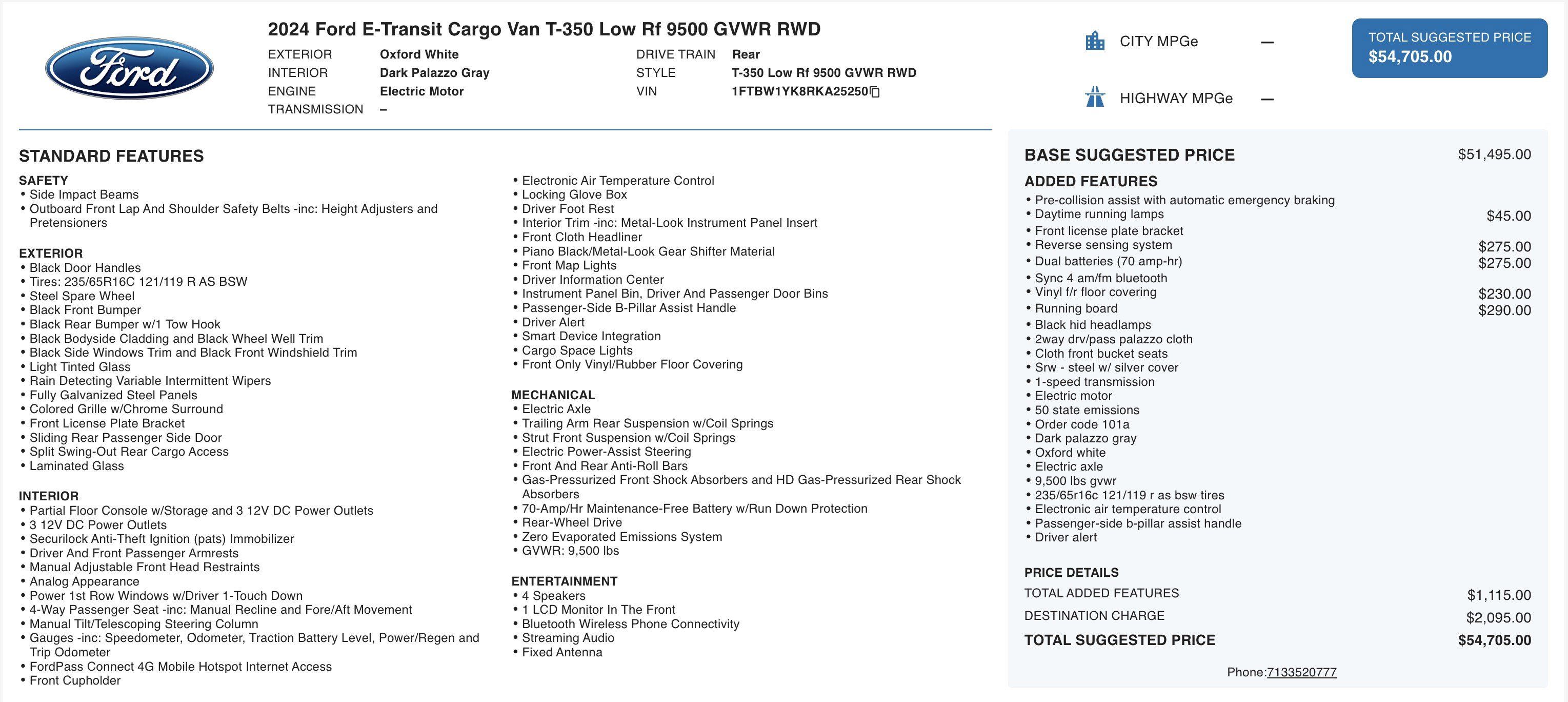 Used 2024 Ford E-Transit Low Roof RWD image 6