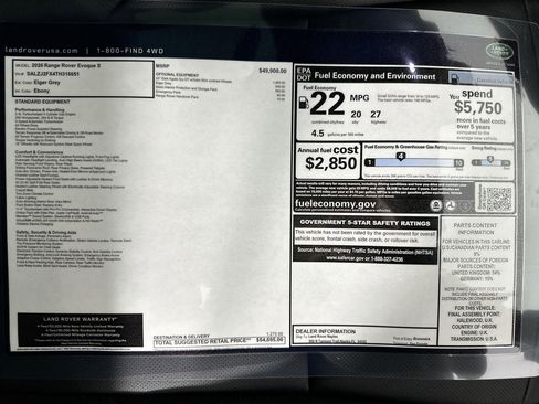 Used 2026 Land Rover Range Rover Evoque S image 27