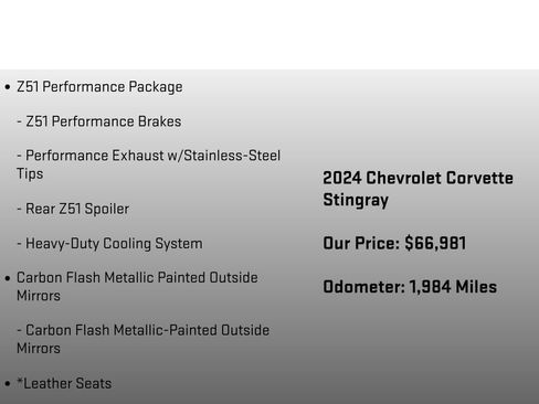 Certified 2024 Chevrolet Corvette Stingray Coupe w/ Z51 Performance Package image 14