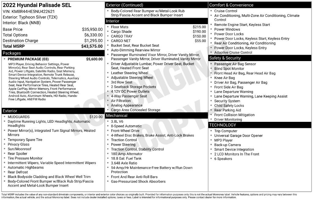 Certified 2022 Hyundai Palisade SEL w/ Premium Package FWD image 35