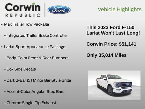 Certified 2023 Ford F150 Lariat w/ Equipment Group 502A High image 20