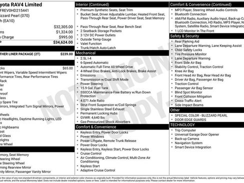 Used 2017 Toyota RAV4 Limited w/ All Weather Liner Package image 32