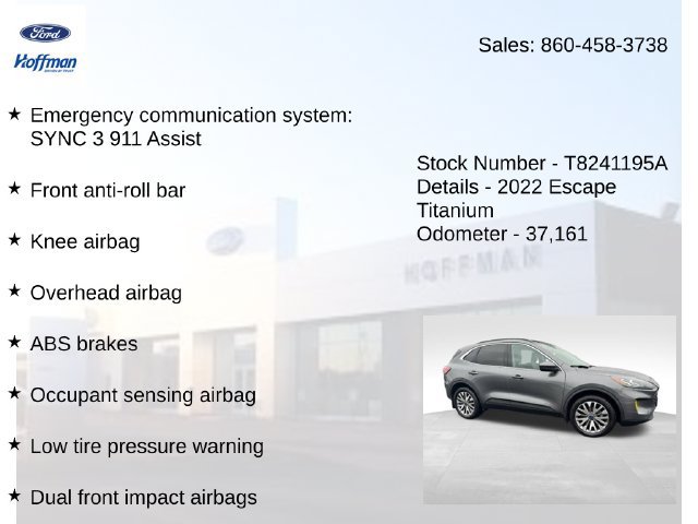 Certified 2022 Ford Escape Titanium w/ Class II Trailer Tow Package AWD/4WD image 20