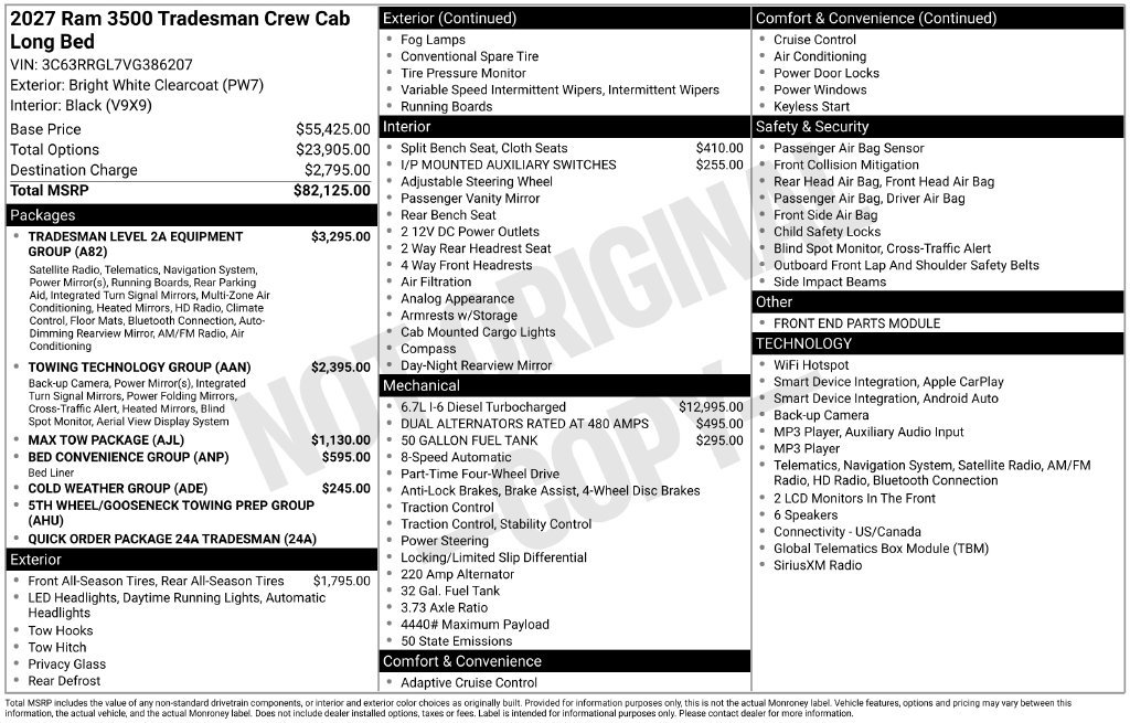 New 2027 RAM 3500 Tradesman AWD/4WD image 9