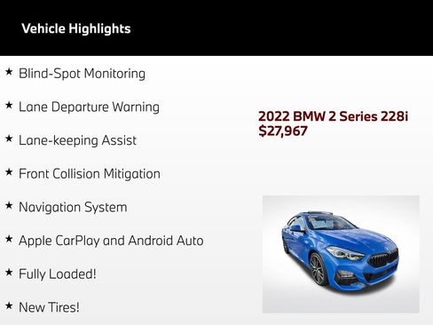 Used 2022 BMW 228i Gran Coupe w/ M Sport Package FWD image 4