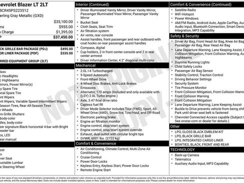 Certified 2023 Chevrolet Blazer LT w/ LPO, Black Grille Bar Package FWD image 7