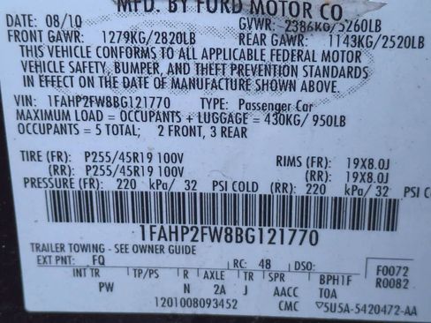 Used 2011 Ford Taurus Limited w/ 303A Rapid Spec Order Code FWD image 36