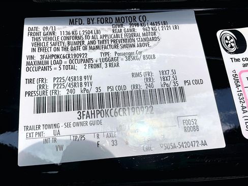 Used 2012 Ford Fusion Sport FWD image 32