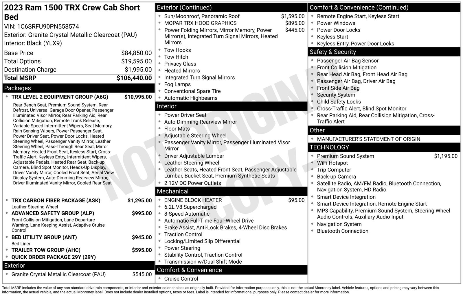 Used 2023 RAM 1500 TRX w/ TRX Level 2 Equipment Group AWD/4WD image 3