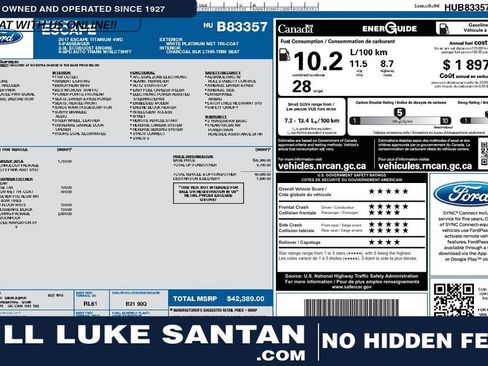 Used 2017 Ford Escape Titanium w/ Canadian Touring Package image 1