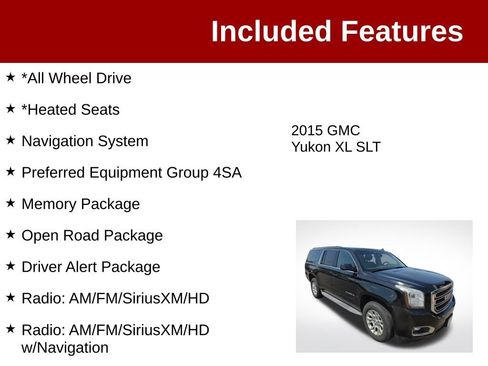 Used 2015 GMC Yukon XL SLT w/ Open Road Package AWD/4WD image 3