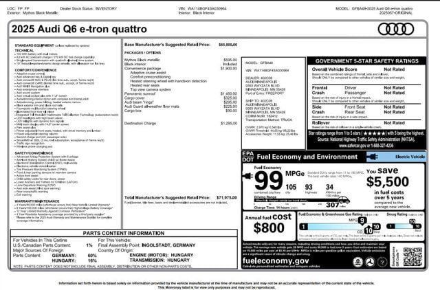 Used 2025 Audi Q6 e-tron Premium w/ Convenience Package AWD/4WD image 4