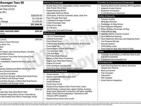 Used 2023 Volkswagen Taos SE w/ Black Wheel Package FWD image 2