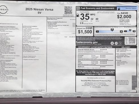New 2025 Nissan Versa SV w/ Trunk Package image 20