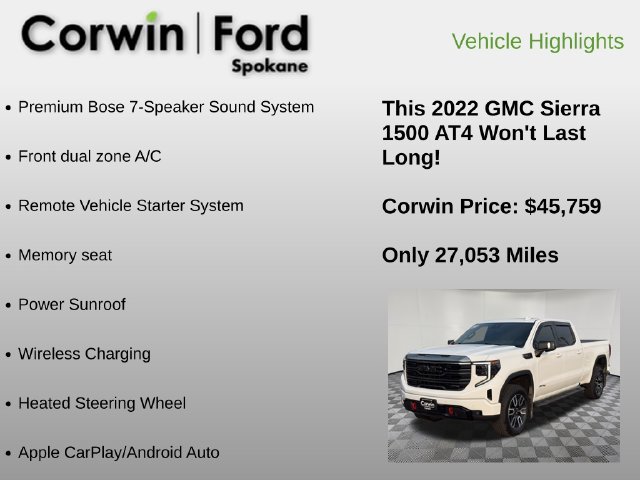 Used 2022 GMC Sierra 1500 AT4 w/ Technology Package AWD/4WD image 6
