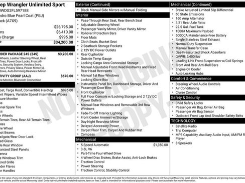 Used 2015 Jeep Wrangler Unlimited Sport w/ Quick Order Package 24S AWD/4WD image 15